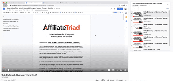 affiliate Triad launch setup videos on YouTube.